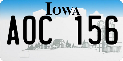IA license plate AOC156