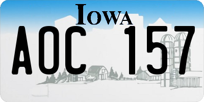 IA license plate AOC157