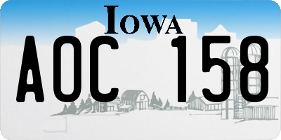 IA license plate AOC158