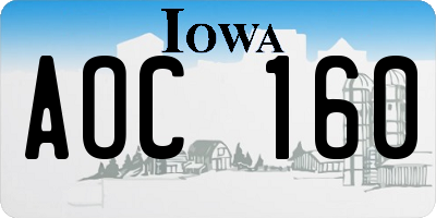 IA license plate AOC160