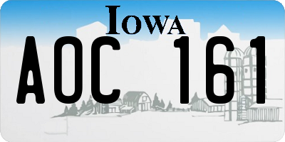 IA license plate AOC161