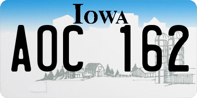 IA license plate AOC162