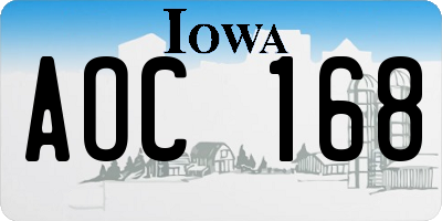 IA license plate AOC168