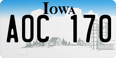 IA license plate AOC170
