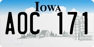 IA license plate AOC171