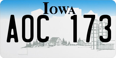IA license plate AOC173