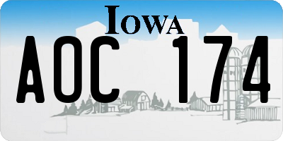 IA license plate AOC174