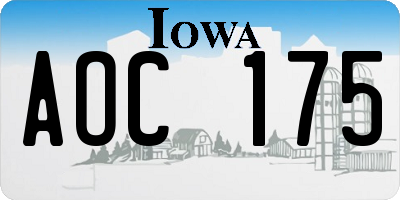 IA license plate AOC175