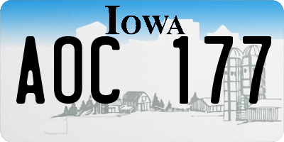 IA license plate AOC177