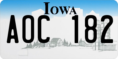 IA license plate AOC182