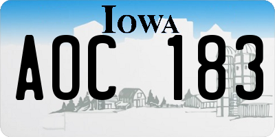 IA license plate AOC183