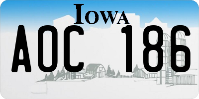 IA license plate AOC186