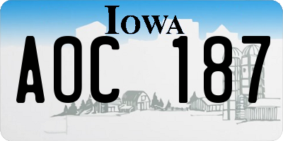 IA license plate AOC187