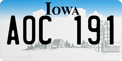 IA license plate AOC191