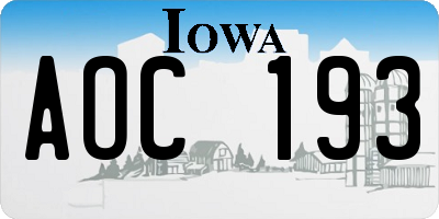 IA license plate AOC193