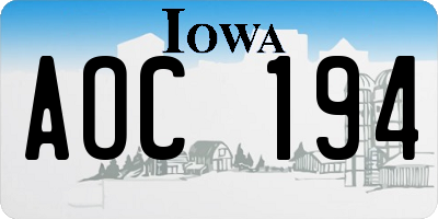 IA license plate AOC194