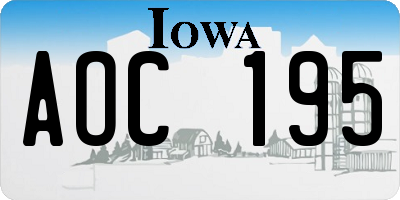 IA license plate AOC195