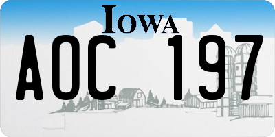 IA license plate AOC197