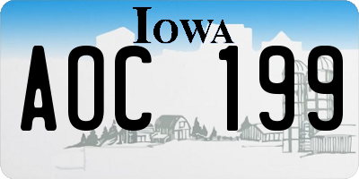 IA license plate AOC199
