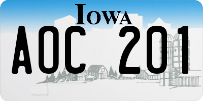 IA license plate AOC201