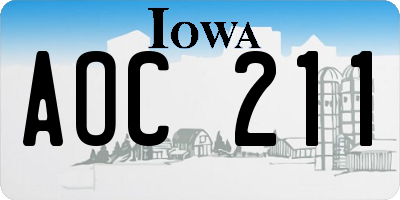 IA license plate AOC211