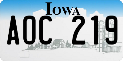 IA license plate AOC219