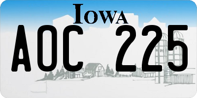 IA license plate AOC225