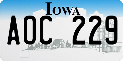 IA license plate AOC229