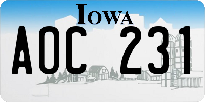 IA license plate AOC231