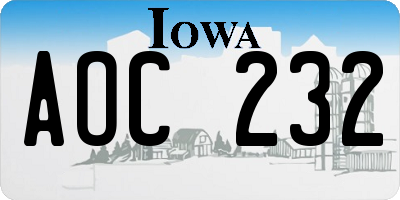IA license plate AOC232