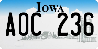 IA license plate AOC236