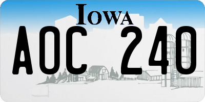 IA license plate AOC240
