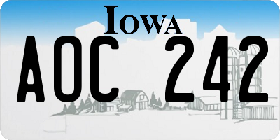IA license plate AOC242