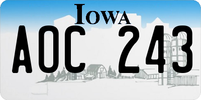 IA license plate AOC243