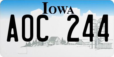 IA license plate AOC244