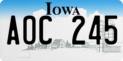 IA license plate AOC245