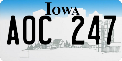 IA license plate AOC247