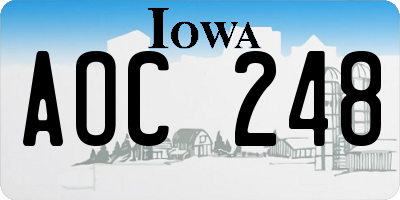IA license plate AOC248