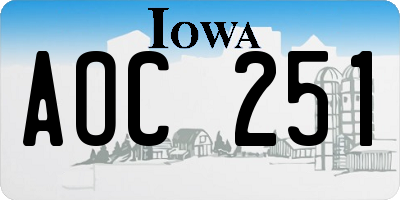 IA license plate AOC251