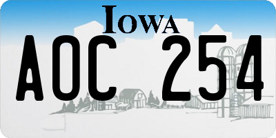 IA license plate AOC254