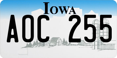 IA license plate AOC255