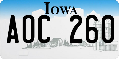 IA license plate AOC260