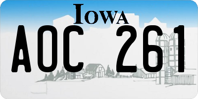IA license plate AOC261