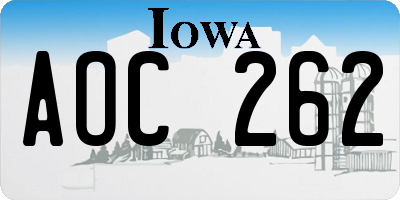 IA license plate AOC262