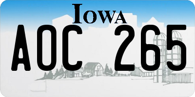 IA license plate AOC265