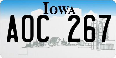 IA license plate AOC267