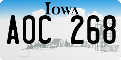 IA license plate AOC268