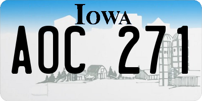 IA license plate AOC271