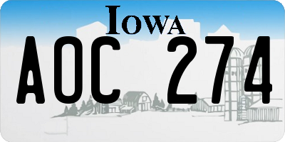 IA license plate AOC274