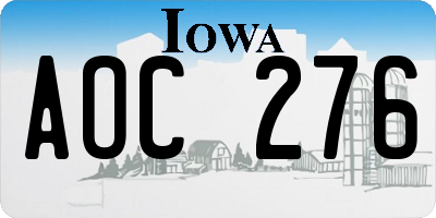 IA license plate AOC276